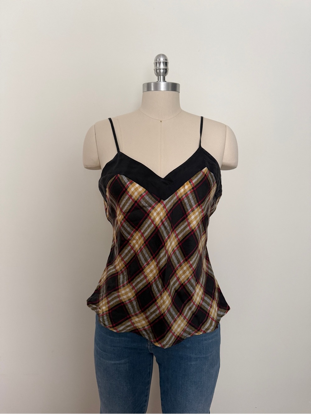Vintage Silk Plaid Cami Tank